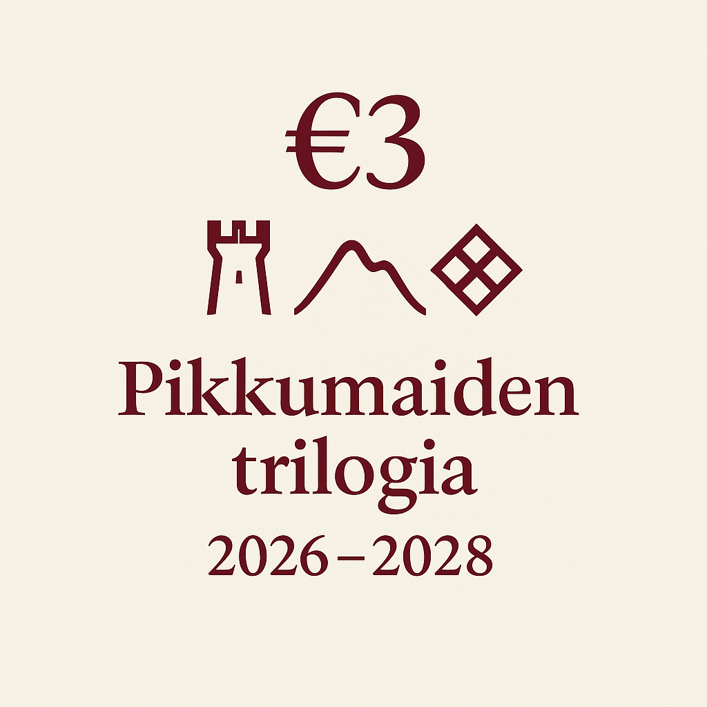 €3 Pikkumaiden trilogia -logo